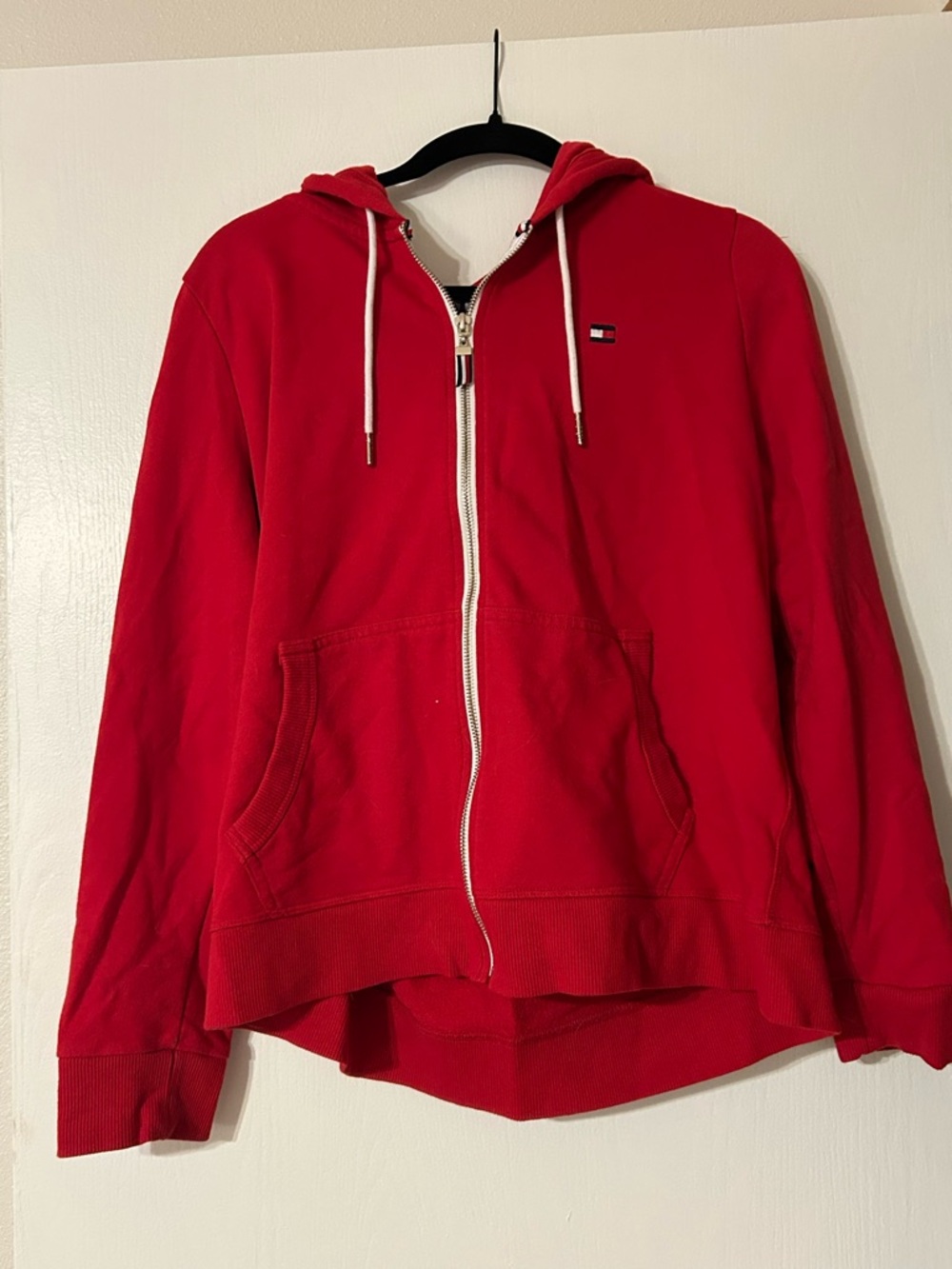 Tommy Hilfiger Red Hoodie with White Trim